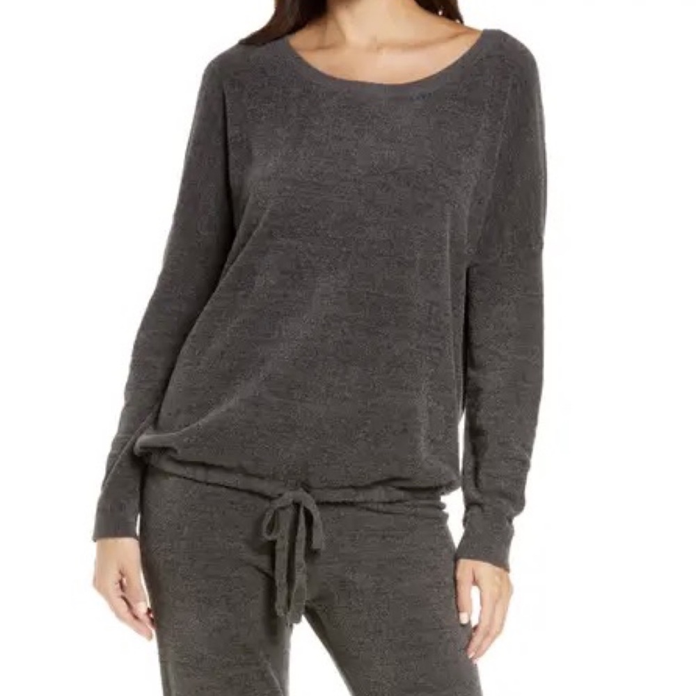 🦄SOLD🦄 NEW Barefoot Dreams Cozychic Luxe Long Sleeve Top, Carbon - Picture 10 of 10